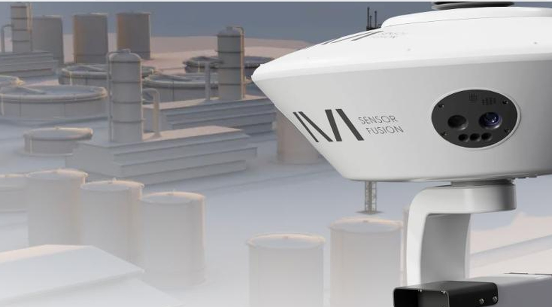CleanConnect.ai Minerva sensor-fusion camera monitoring a tank farm